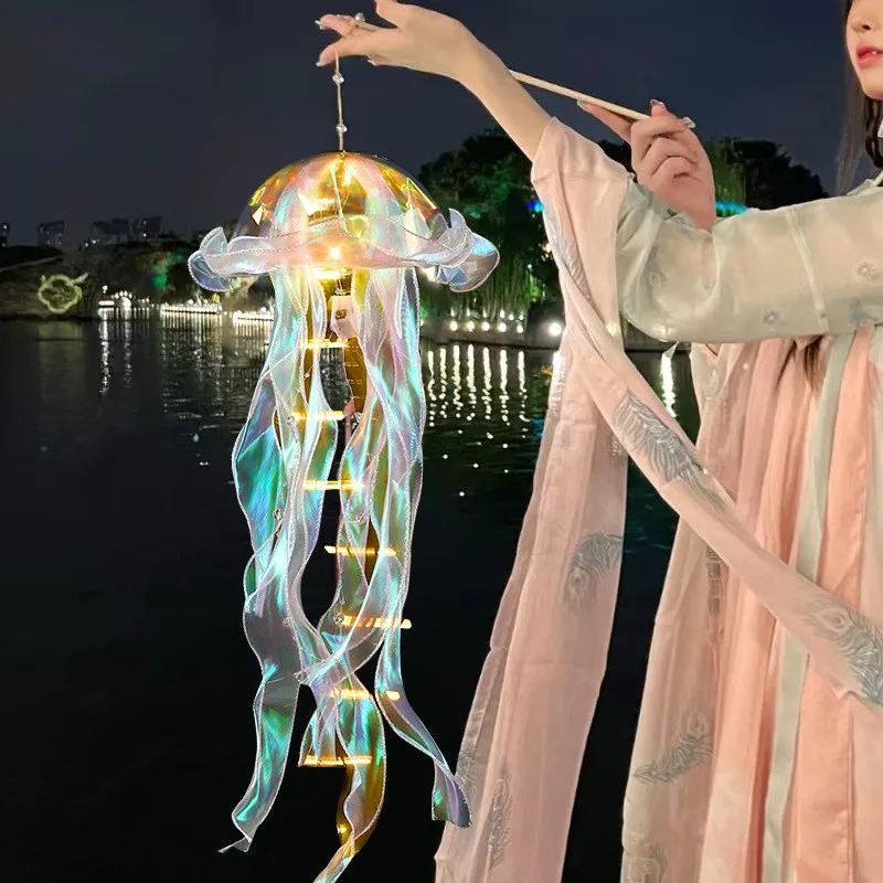 1PC New Gradient Jellyfish Light Decoration LED Light Festival Pendant Courtyard Lighting Handmade Light Small Night Light