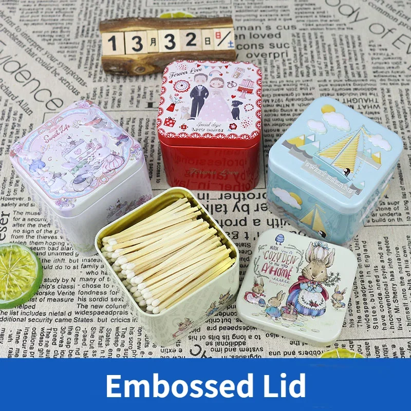 240pcs Hand-Held Tinplate Box Vintage Literary Christmas Gift Matches Aromatherapy Match Cigar Smoking Accessories