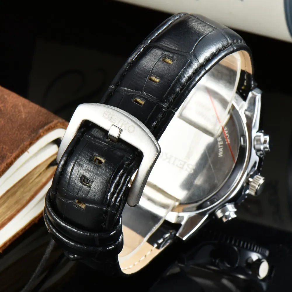 ساعة رجالية عالية الجودة فاخرة من العلامة التجارية الأصلية من seikoHot ، ساعة متعددة الوظائف مقاومة للماء من الفولاذ المقاوم للصدأ كرونوغراف AAA