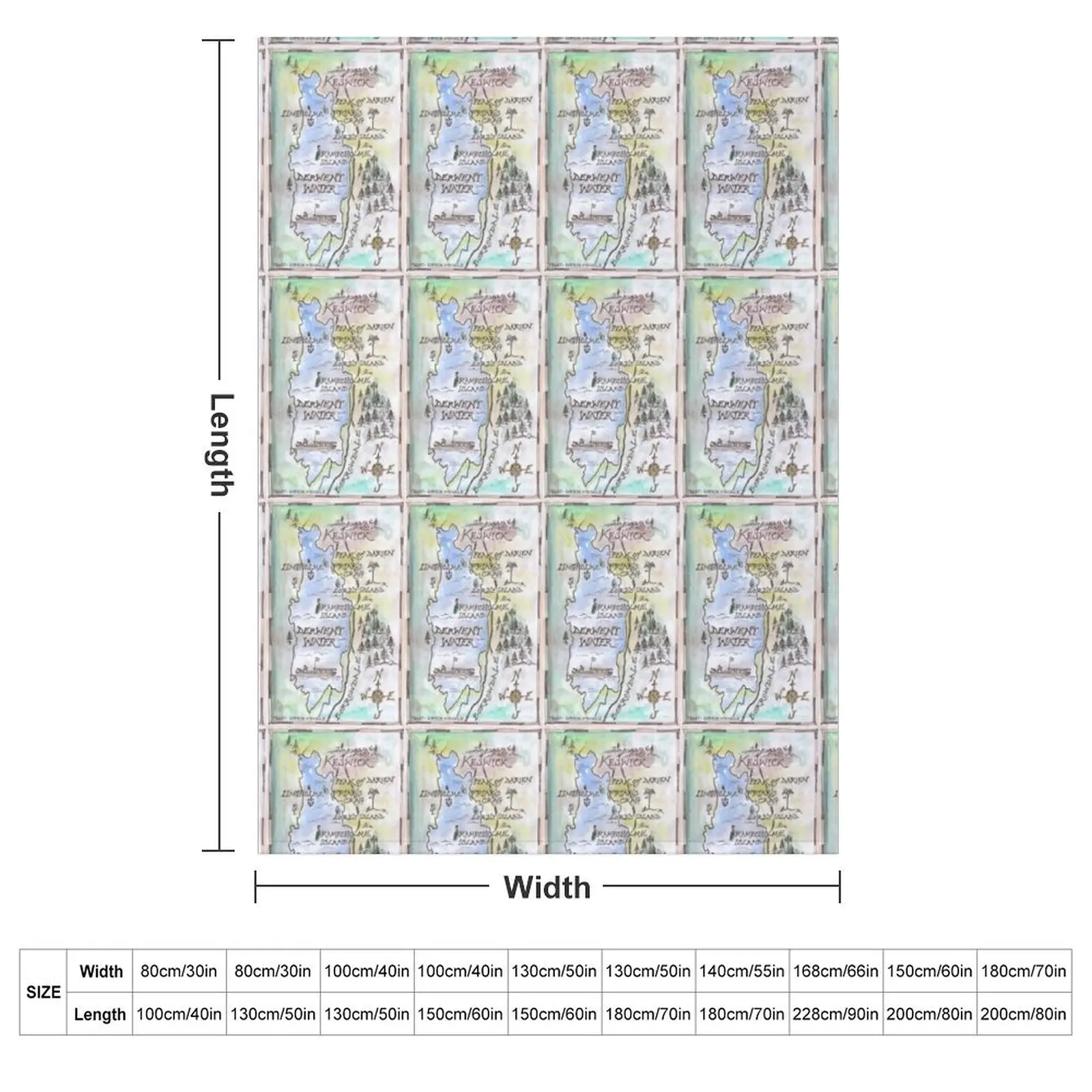 Swallows and Amazons map of Derwentwater by Sophie Neville - Throw Blanket Plaid on the sofa Decorative Throw Stuffeds Blankets