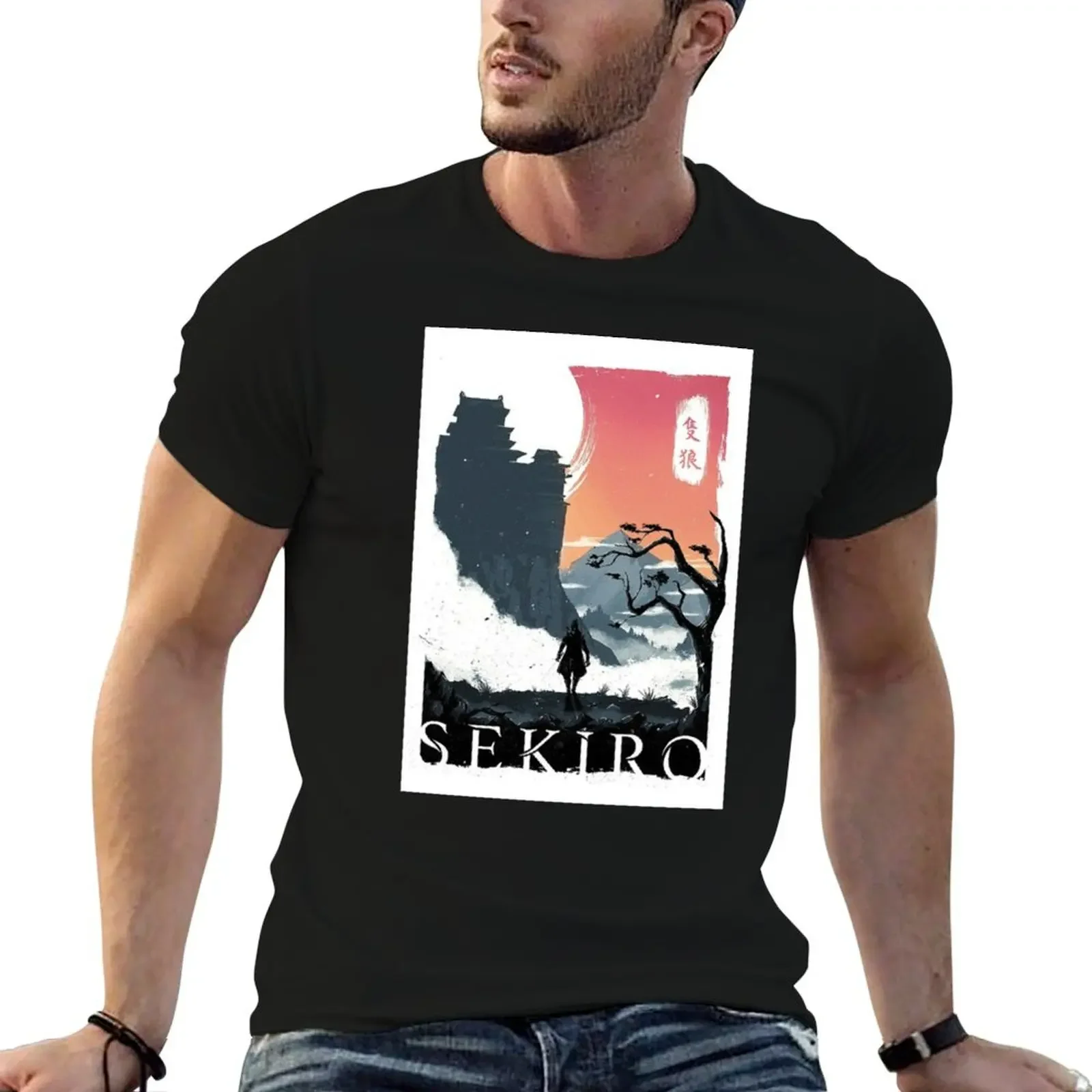 Sekiro Samurai T-Shirt sports fans plus size clothes oversized men workout shirt