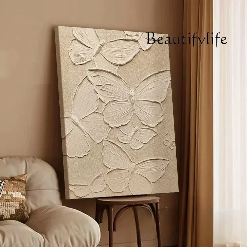 BJ Hanging Painting Butterfly Entrance Floor Ornament Living Room Hotel Art Decoration French Cream Style Texture