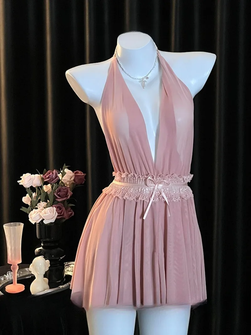 

Summer New Pastel Mesh Sweet Nightgown,Pure and Enchanting See-Through Pajamas for Women,Soft Chiffon Sleepwear,Sexy Yet Cute