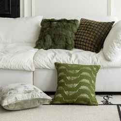 45X45CM Green Retro Throw Pillow Cover Luxury French Stamping Waist Cushion Cover Decor Home Decorative Pillowcase