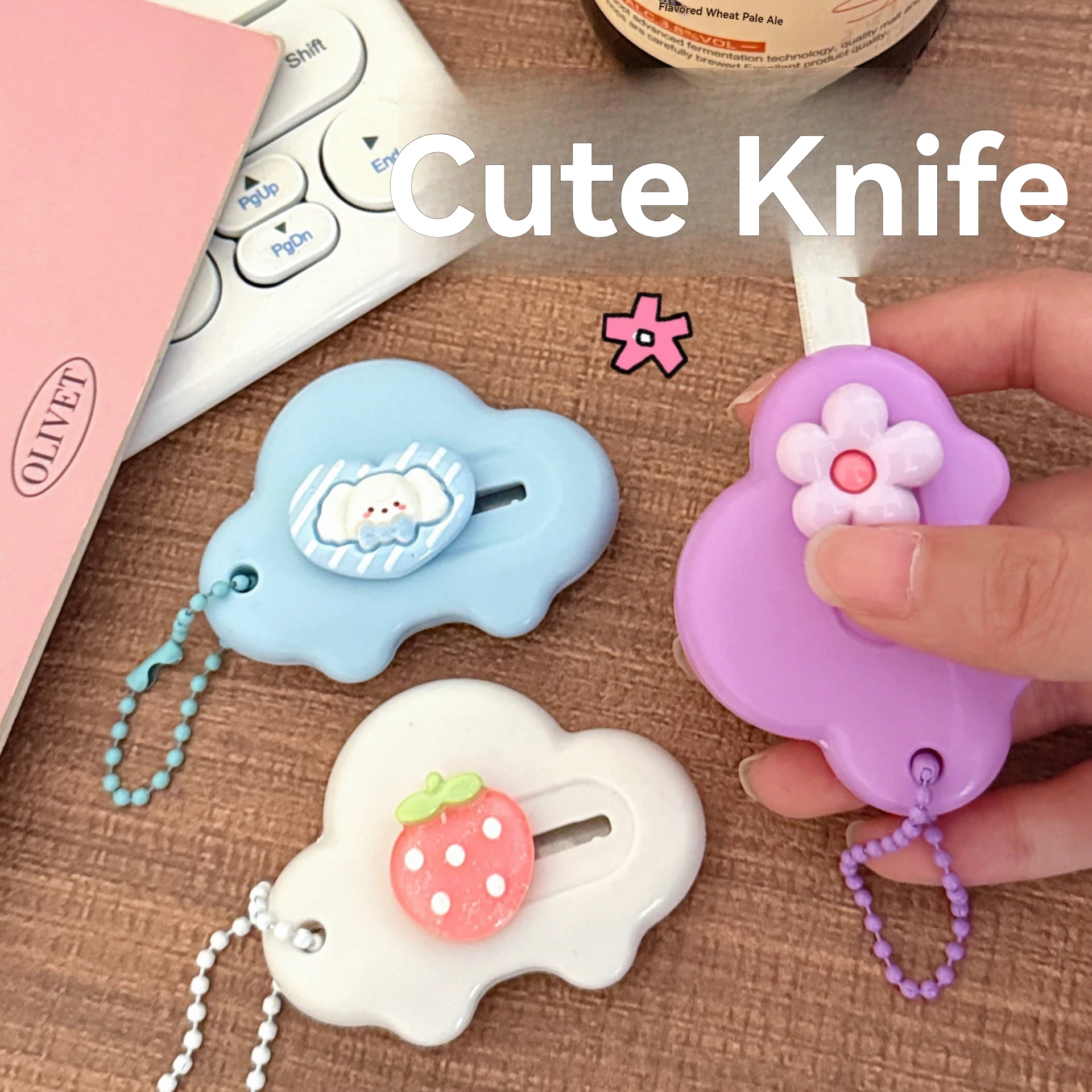 3 pezzi creativi e carini per lo styling dell'auto, coltello da taglio per carta da ufficio per studenti, scatola aperta portatile, piccola lama