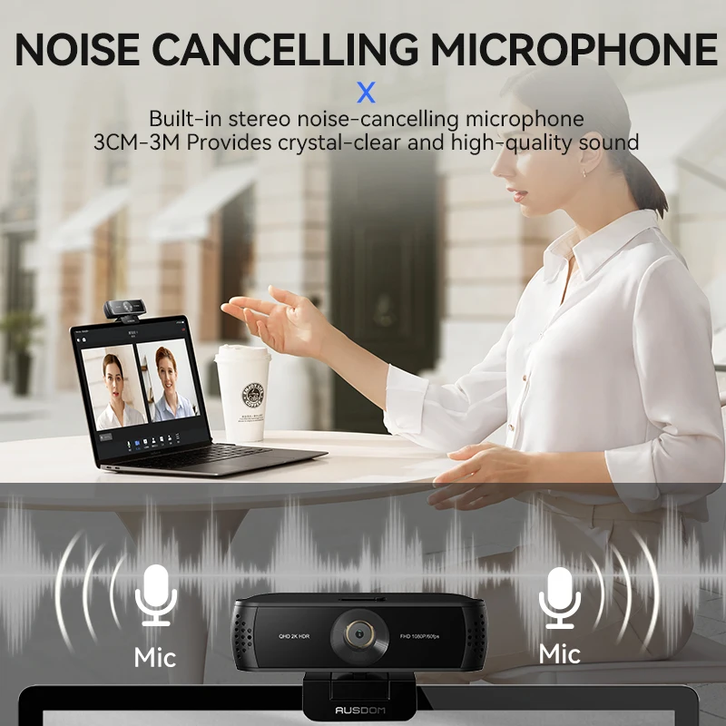 Веб-камера AUSDOM AW651 HDR 2K с автофокусом, 1080P, 60 кадров/с