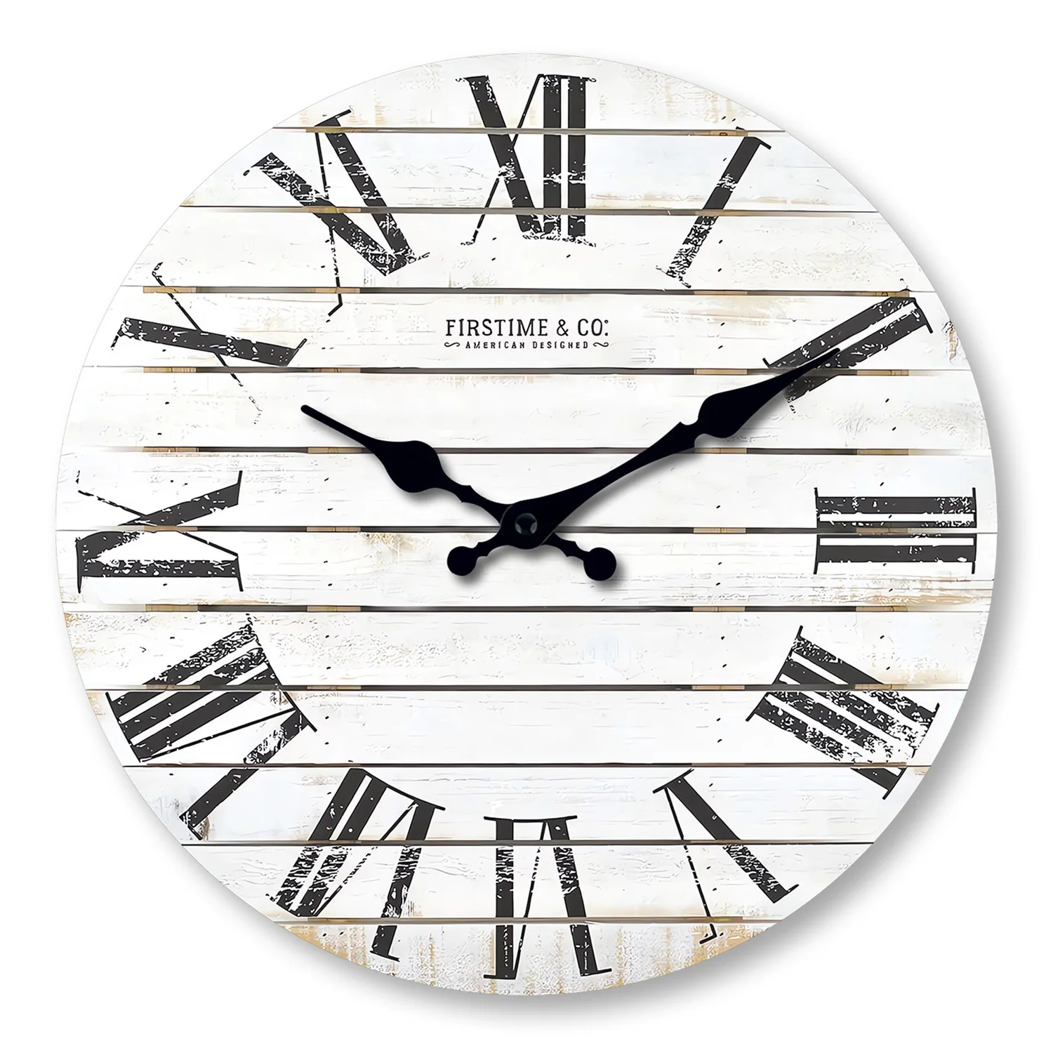 1pc White Wooden Wall Clock, Retro Roman Numerals Design Wall Clock, Non-Ticking Silent Clock, Living Room Study Decoration