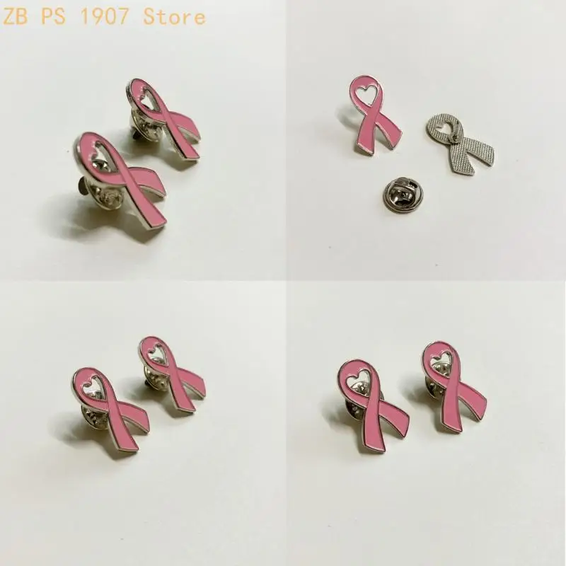 10Pcs Women Brooches Pink Ribbon Lapel Pin Breast Cancers Awareness Badge Brooch 55KA