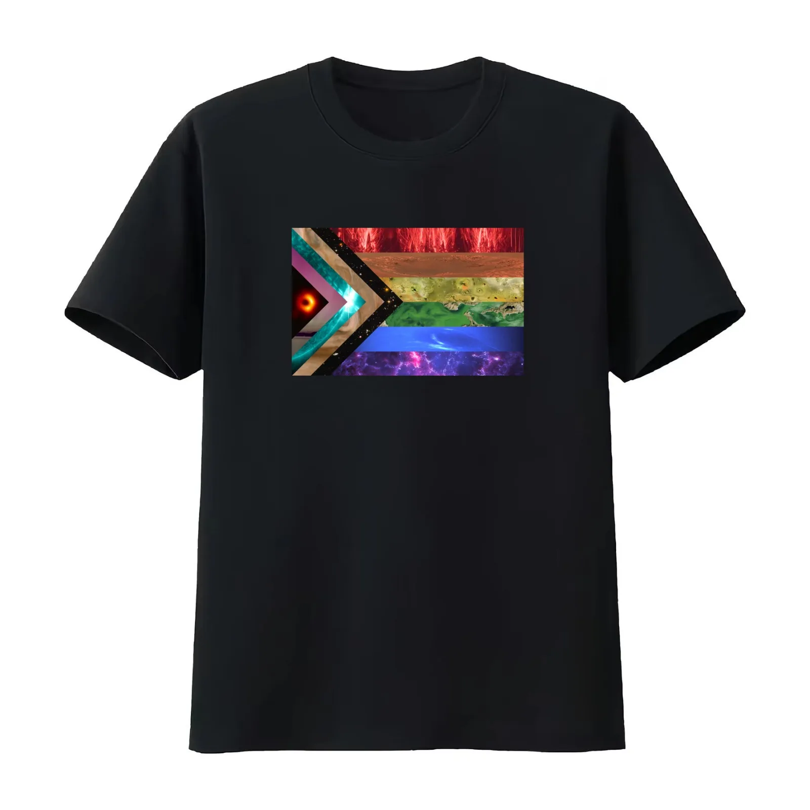 Space Inclusive Progress Pride T-Shirt Summer Casual Cotton Tee Oversized Streetwear Tops Vintage Graphic Print 100% Cotton
