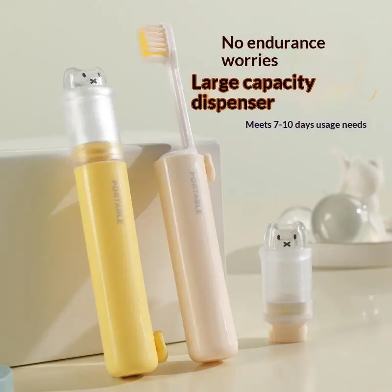 Folding Toothbrush Set Portable Travel Friendly Foldable Design with Container for Business Trip Hiking Outdoor Use