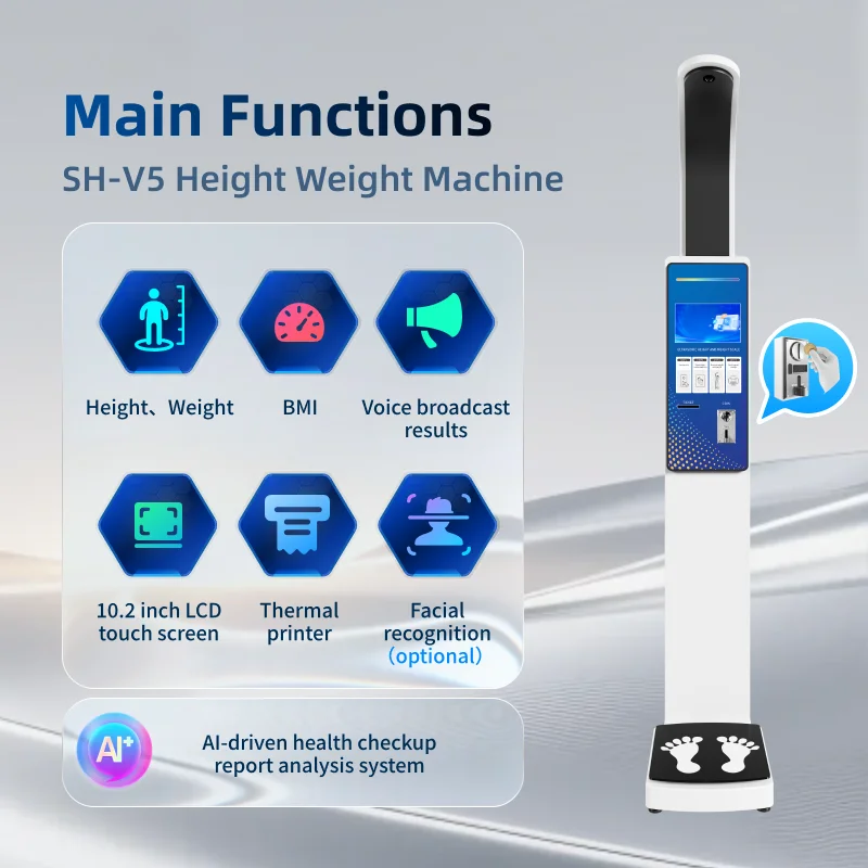 Coin Operated Digital Weighing Scale Paper Money Ultrasonic Height And Weight Machine For Pharmacy