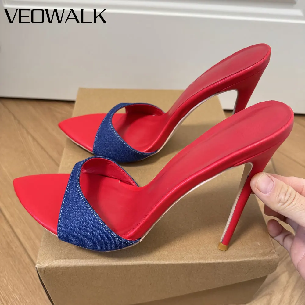 

Veowalk/женские туфли на шпильке 12 см, пикантные красные сандалии на высоком каблуке с острым носком, женские вечерние туфли для свиданий и вечеринок