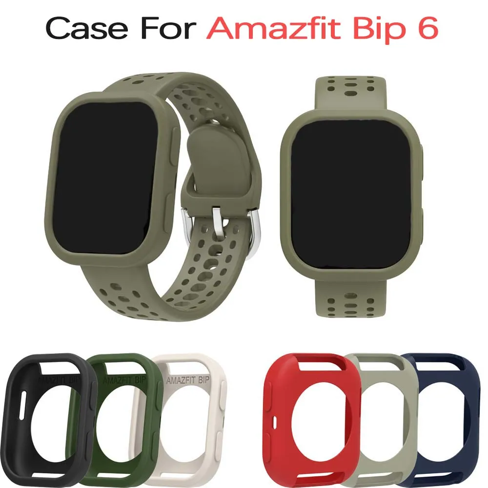 Capa de silicone flexível para smartwatch Amazfit Bip 6, com design oco para proteção contra arranhões e impactos
