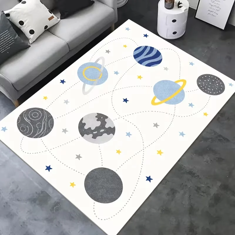 Space Planet Star Print Area Rug Non Slip Soft Floor Mat Bedroom Playroom Decor Carpet Indoor Cartoon Home Decor Carpet