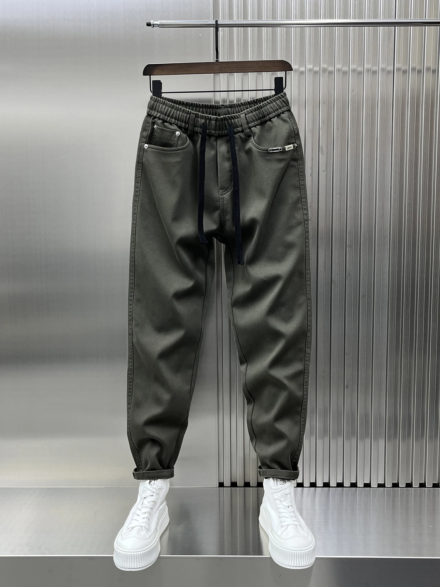 

Мужские повседневные брюки приталенного кроя, весна 2024, новые брюки Sle Harlan с небольшими штанинами, модные брендовые брюки Haome с девятью точками