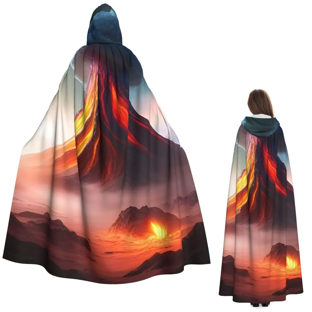 

Грибной дым из вулкана, длинный плащ с капюшоном, средневековый костюм ведьмы, накидка для косплея, накидка на Хэллоуин, вампир, для взрослых, унисекс