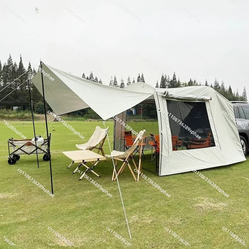 Outdoor self-driving tour camping barbecue car rear extension tent multi-person rainproof shade