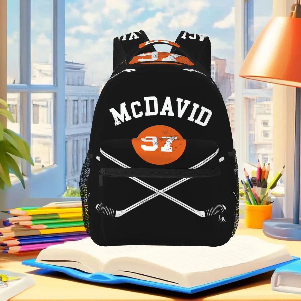 Connor McDavid 97 For Edmonton Oilers Fans Backpack Student Boys Girls BookBag School Bag Laptop Shoulder Bags for Men Women