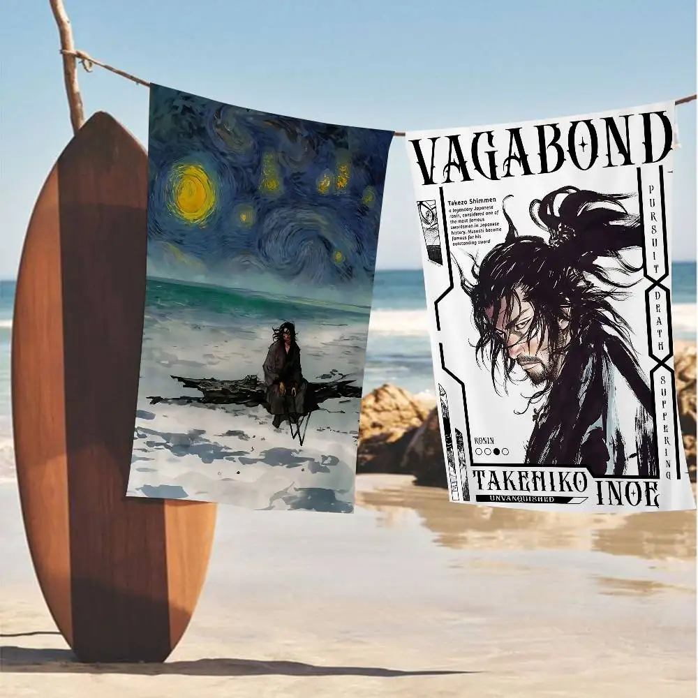 Samurai Miyamoto Musashi Beach Towel Colorful Bath Towels for Girl Microfiber Quick Dry Custom Sand Free Beach Yoga Spa Gym Pool