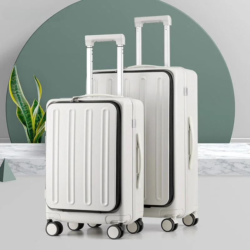 Rolling Luggage Travel Suitcase Front Opening Boarding Box Large Capacity Trolley Case Unisex Student Trunk Universal Wheel