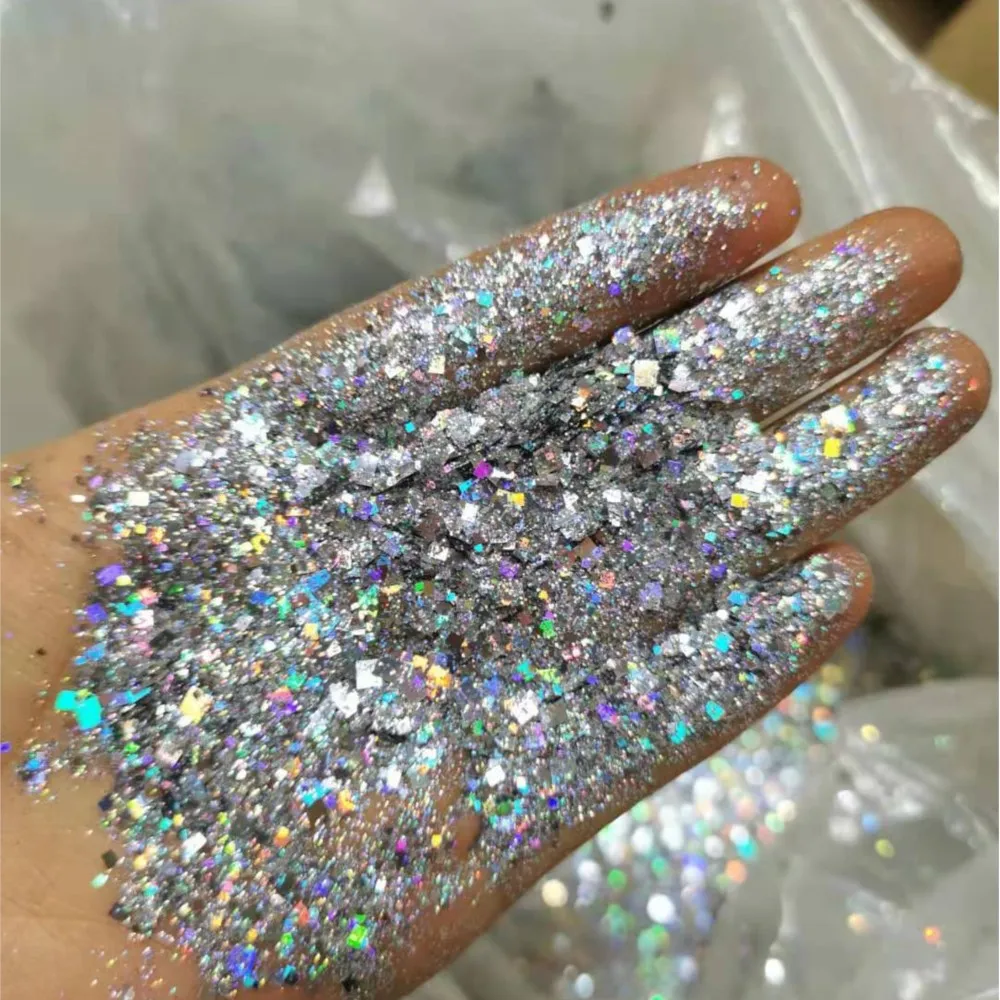 

50g Laser Holographic Chunky Glitter Mixed Square Spangle Paillette Flakes 1/2/3mm Polish Laser Nail Sequin Holo Glitter 17Color