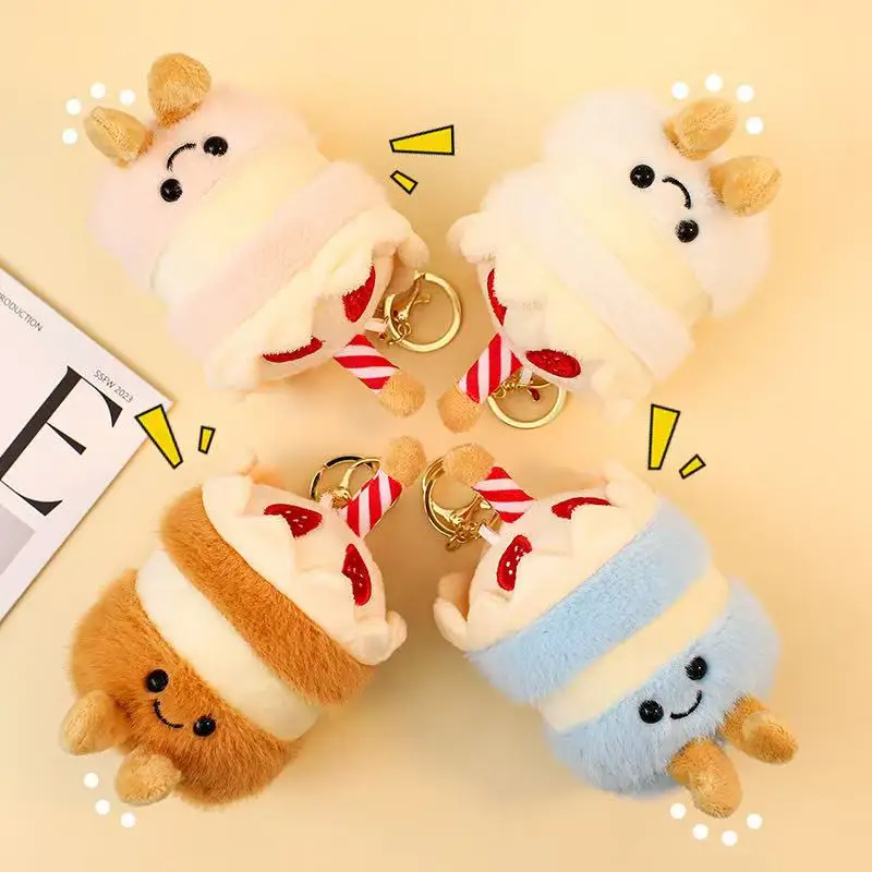 14 ซม.จําลองใหม่เค้กสตรอเบอร์รี่กระเป๋าเป้สะพายหลังจี้ตุ๊กตาตุ๊กตาPlushของเล่นการ์ตูนอะนิเมะของขวัญน่ารักสําหรับแฟนตุ๊กตาสนุก