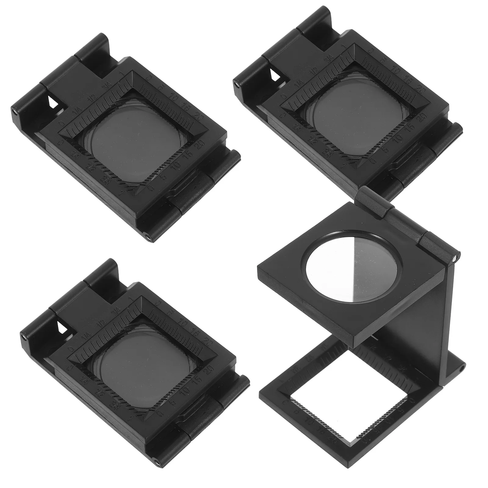 

4pcs 10X Folding Loupe Magnifier With Scale Compact Sewing Magnifier For Jewelry Crafts Portable Fabric Inspection Magnifying