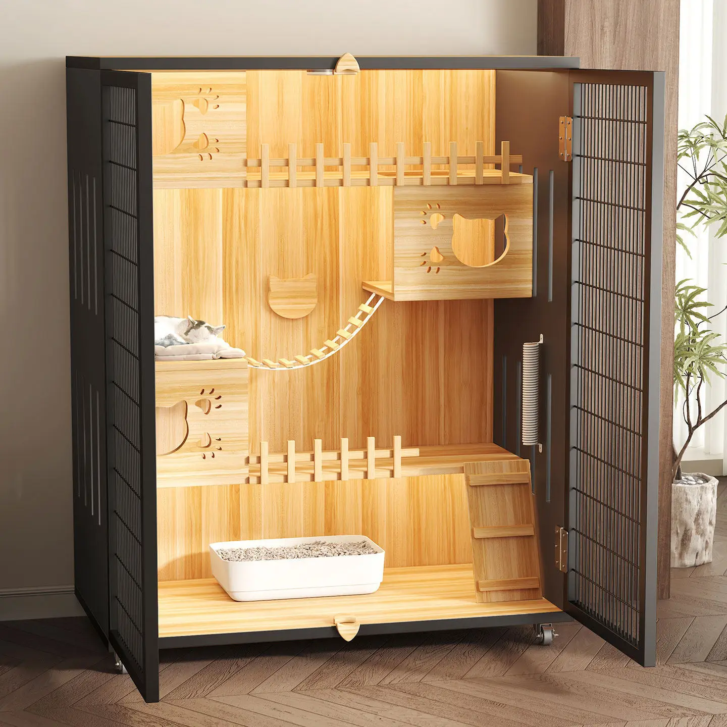 Cat Villa Large Free Space Household Cat Cage Balcony Artifact Cat Cabinet Four Seasons Luxury