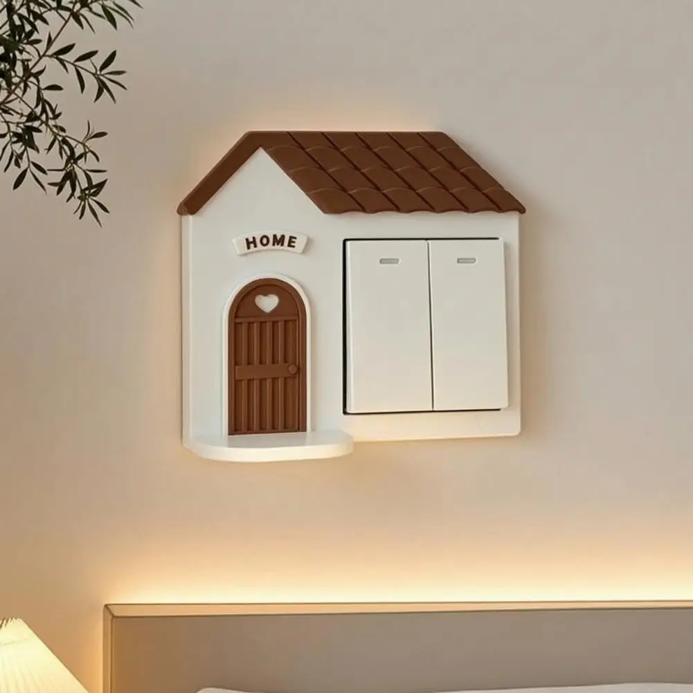 Wall Switch Decor House Switch Decoration 3d Printed House Switch Cover Plate Light Frame with Figure Display Shelf for Home