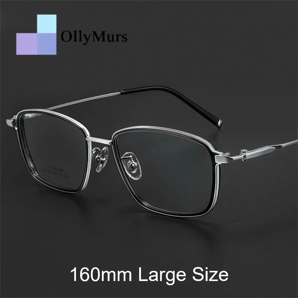 

Оправа для очков Ollymurs 160 мм, широкая, мужская, из ацетата и титана, модная квадратная, полноободковая, для оптических линз