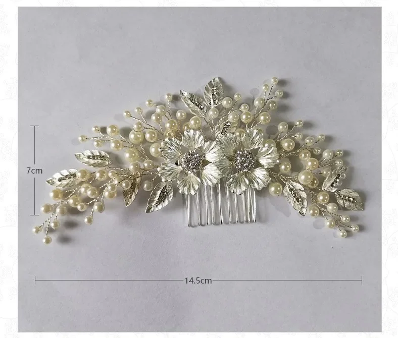 Jonnafe 실버 컬러 진주, 웨딩 쥬얼리, 헤어 빗, 꽃 신부 헤드피스, 수제 여성 무도회 헤어 장식