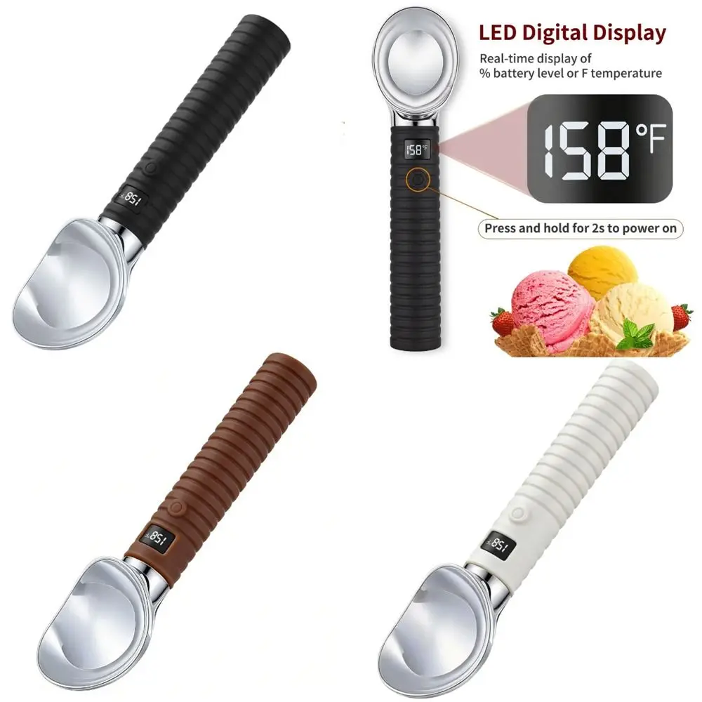 Rechargeable Heated Ice Cream Scoop Adjust Temperature Rapid Heating Electric Ice Cream Scooper LED Display Easy to Clean