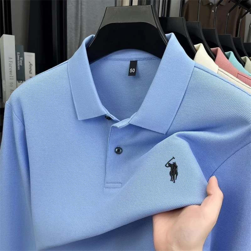 100% reine Baumwolle, hochwertiges Marken-Poloshirt für Herren mit langen Ärmeln, modisches Luxus-Golfshirt mit Stickerei für Herbst und Winter, lässiges T-Shirt. – Detail 6