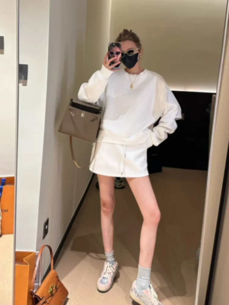 2023 Autumn French Fashion Sporty 2 Piece Set Casual Long Sleeve Loose Blouse + Office Lady Slim Mini Skirt Korean Tracksuits