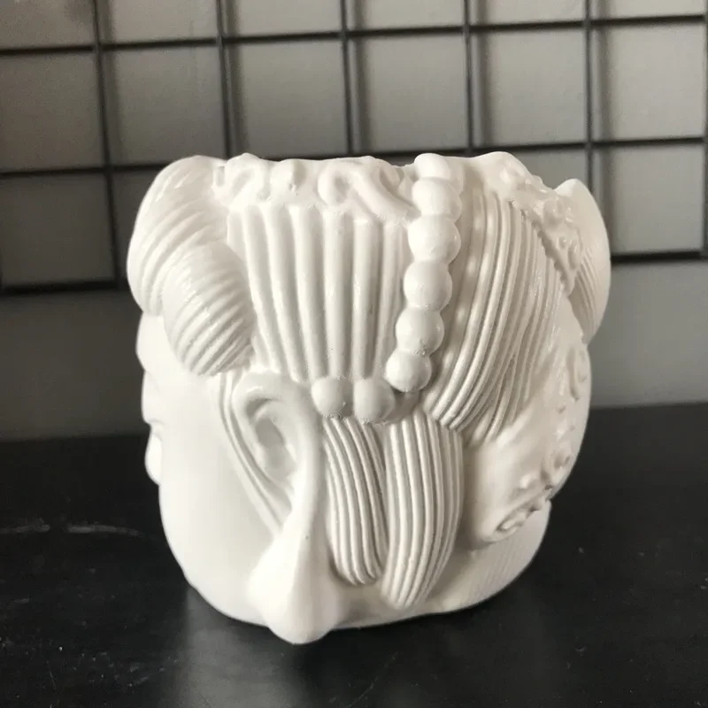 Handmade Silicone Pot Molds, DIY 3D Cement Planter, Concrete Human Buddha Head Mould, Decorating Plaster Craft Vase