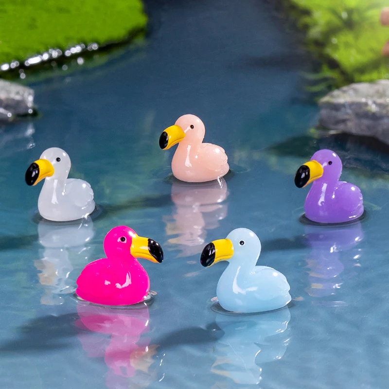 Kawaii Flamingo Resin Diy Home Decoration Figurines Moss Terrarium Landscape Accessories Fairy Garden Miniatures Room Decor