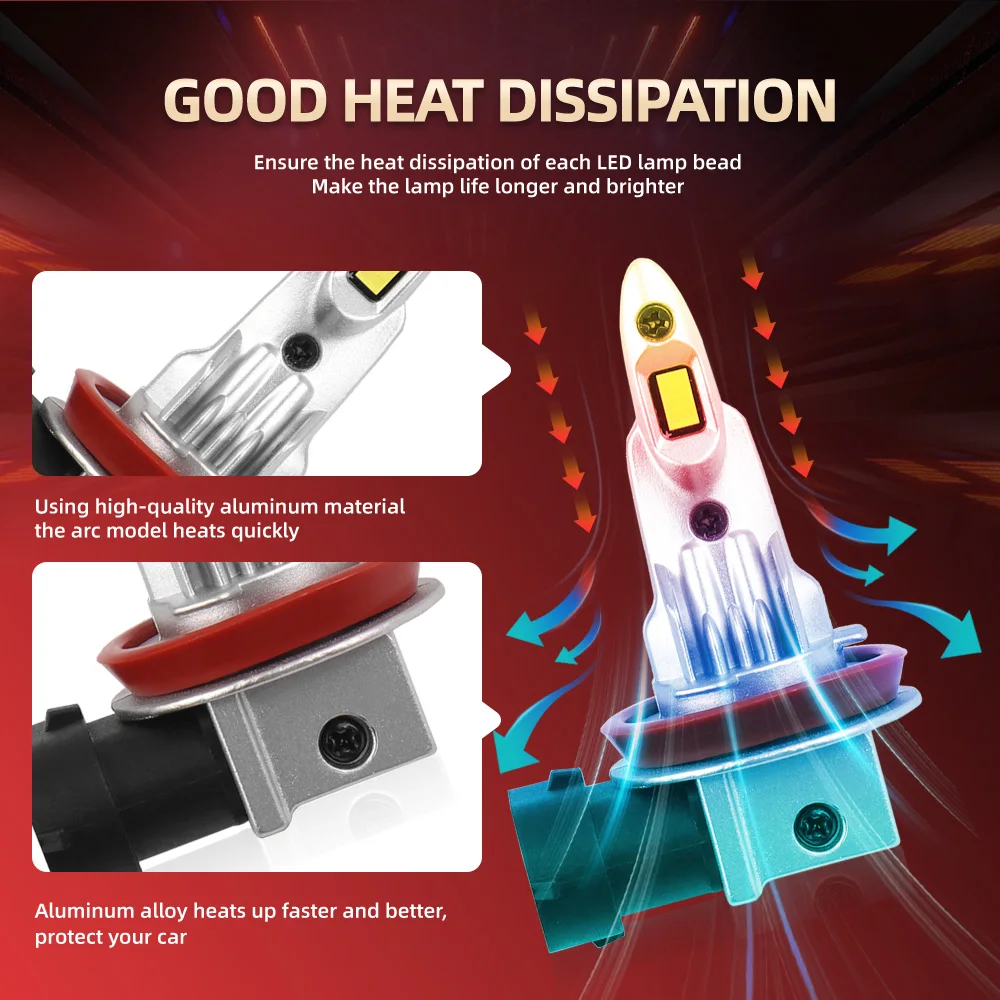 2/4Pcs LED Headlight Wireless 180W H11 H1 Auto Lamp 6000K Car Bulbs For HYUNDAI (US) ELANTRA 2010 2011 2012 2013 2014 2015 view 4