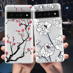 Flower Phone Case For Google Pixel 9 Pro XL 8 7 6 Pro 8A 7A 6A 5 4 5A 4A 3A XL 5G Silicone Shockproof Soft TPU Clear Cover