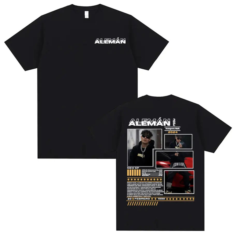 Rapper Aleman Homegrown Mafia Tour 2024 Album T Shirts Men Women's Harajuku Hip Hop Street Oversized Cotton Short Sleeve T-shirt