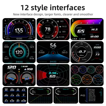 OBD + GPS HUD P24 Araç OBD Baş Üstü Ekranı HUD Araç Bilgisayarı Dijital Hız Göstergesi Su Sıcaklığı Yakıt Tüketimi Eğim Ölçer 10 best sales Obd devir - №10