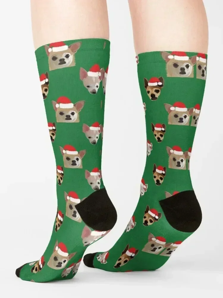 Christmas Chihuahua Puppies Socks cycling Toe sports FASHION custom Socks Woman Men's