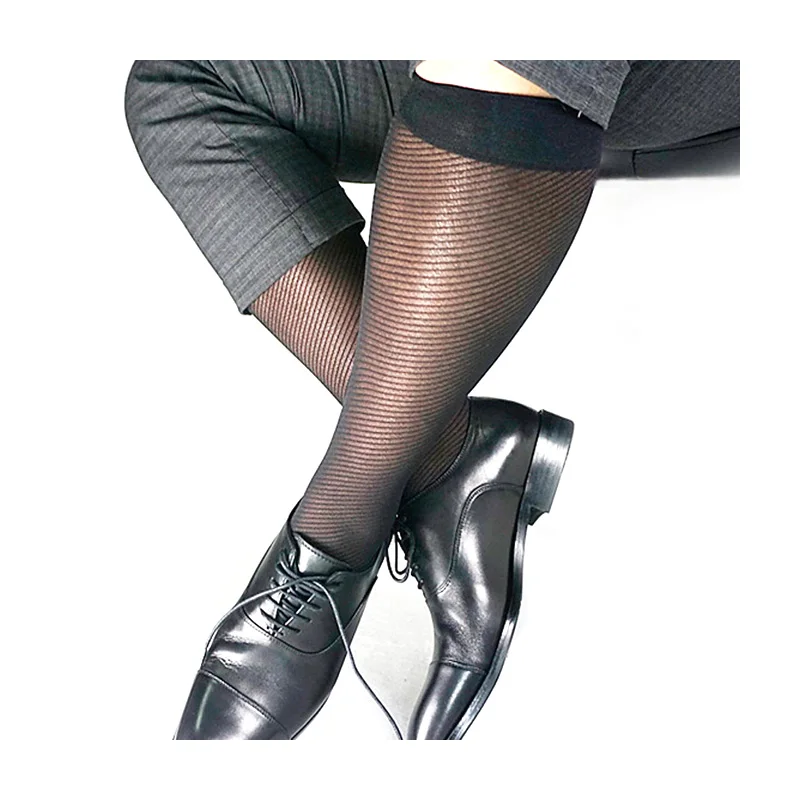 

Business Formal Brand Mens Socks Nylon Silk Black Sexy Dress Suits For Leather Shoes Male Fetish Sheer Thin Hose Navy
