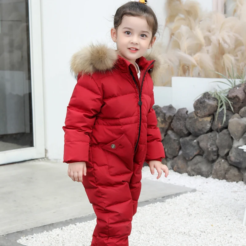 2024 Kids Winter piece down jacket children waterproof warm outdoor ski wear baby winter thick warm Snowsuit Fur Coat 2-6Years