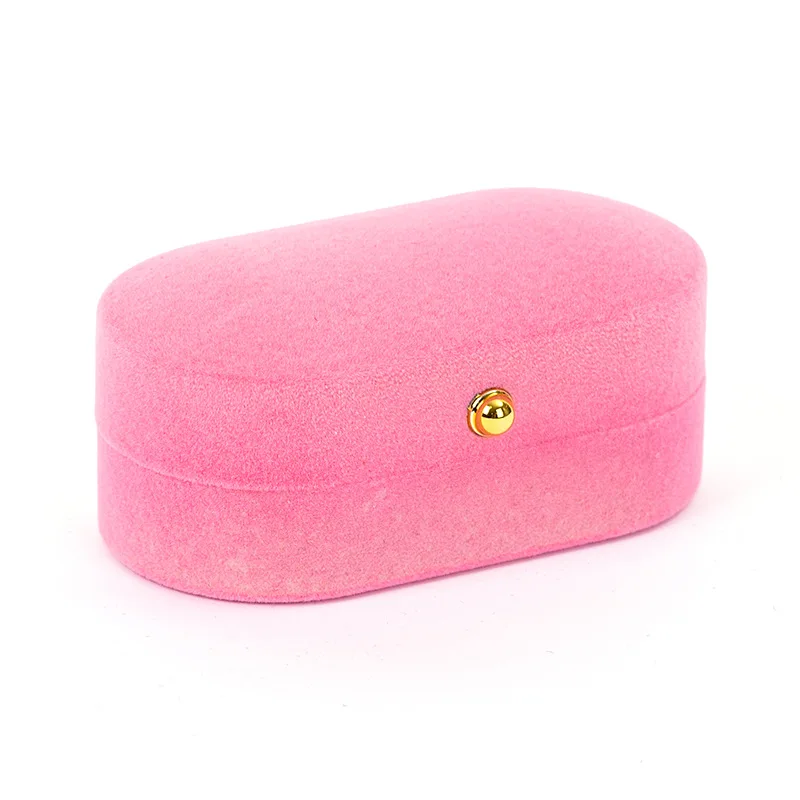 

Luxury Velvet Oval Couple Ring Box Double Ring Earrings Holder Case Display Wedding Engagement Finger Ring Boxes Jewelry Storage