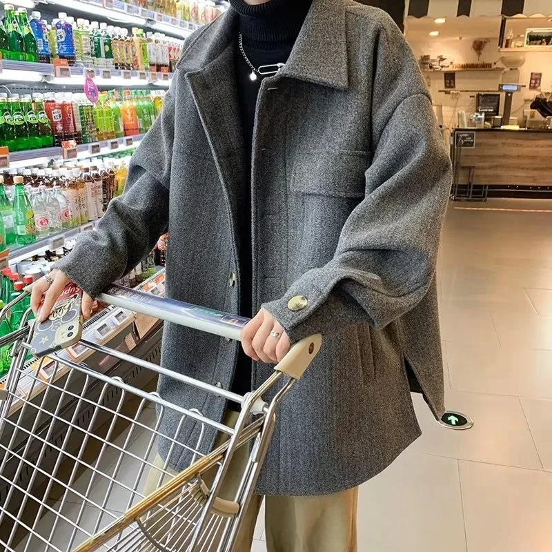 Thickened Men's Mid to Long Woolen Windbreaker for Autumn and Winter 2025 Men's Outerwear With a Sense of fit Youth Woolen Coat