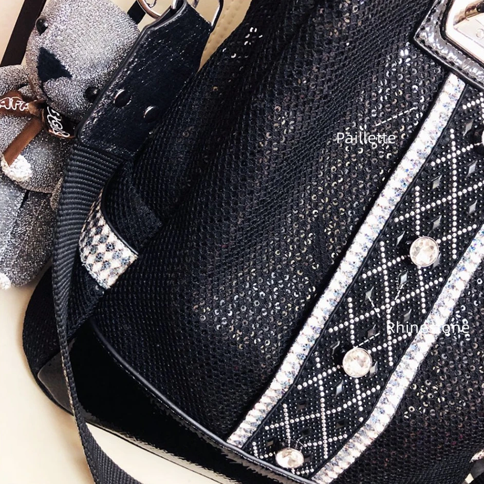 Big Capacity Female Leather Sparkle Shiny Rhinestone Paillette Backpack 2024 Women Casual Fashion Travel School Book Bagpack