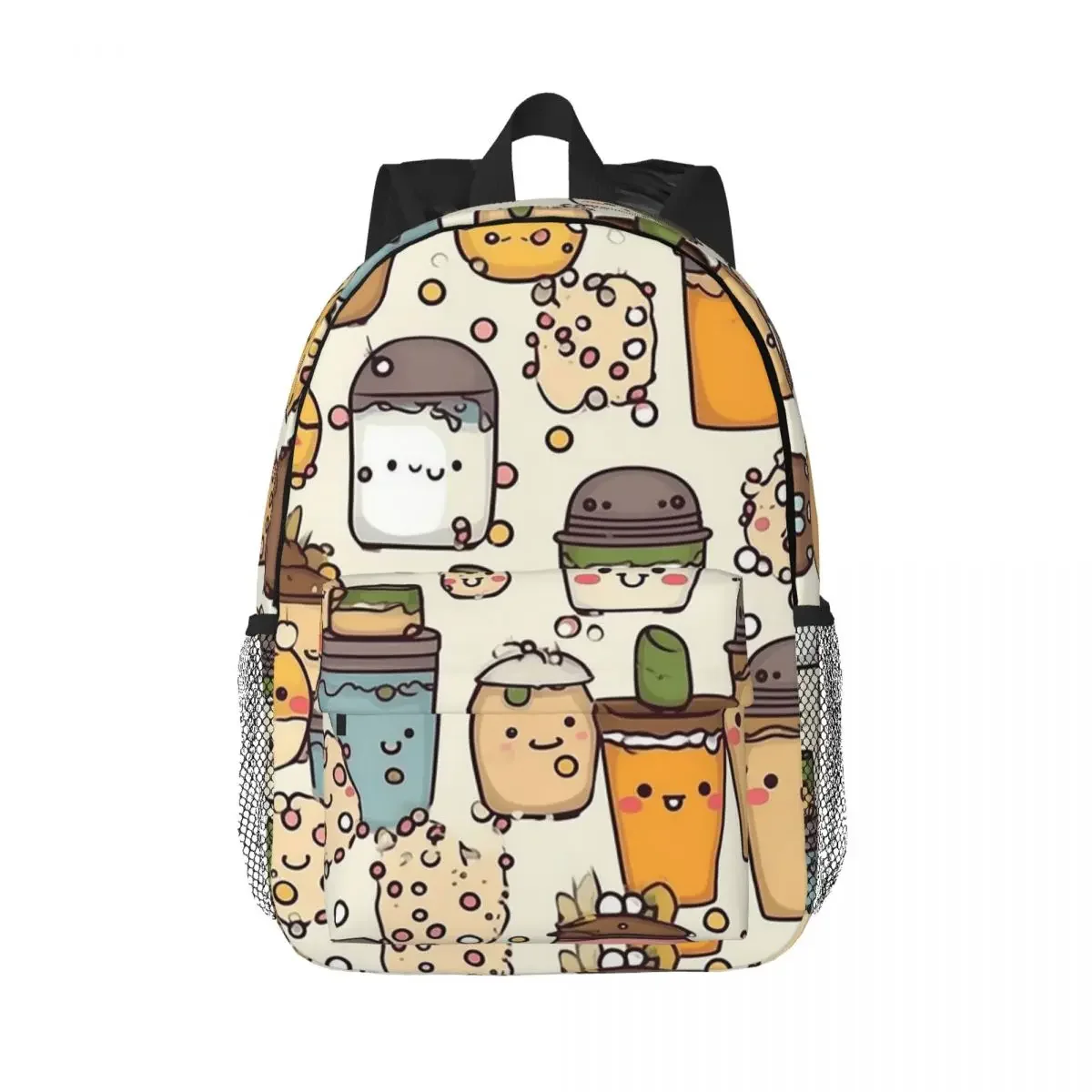 Boba Bubble Tea-mochilas con patrón colorido de dibujos animados, mochila para adolescentes, mochilas escolares de dibujos animados para niños, mochila de viaje, bolso de hombro