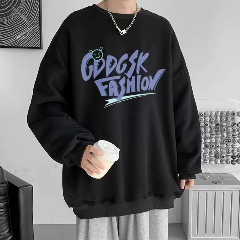 Minimalist Letter Printed Casual Round Neck Top Trendy Casual Men's and Women's Spring and Autumn Sets Head and Bathroom Clothes