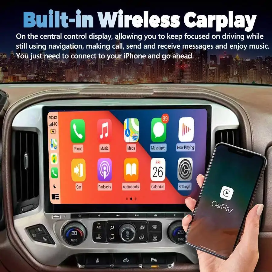 13.3inch For Chevrolet Silverado 3 GMTK2 GMC Sierra 2014 2015 2016 2017 2018 Android Autoradio CarPlay Car GPS Multimedia Player
