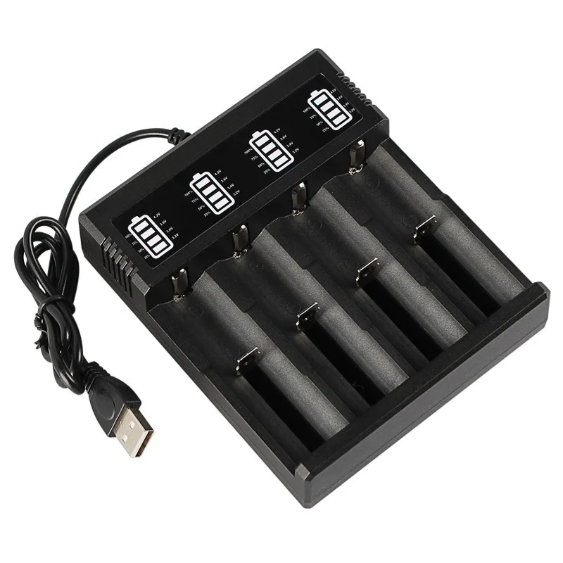 18650 18500 18350 14650 USB สี่ช่องชาร์จแบตเตอรี่ลิเธียมแบตเตอรี่ Charger 16650 16340 14500 10440 Charger